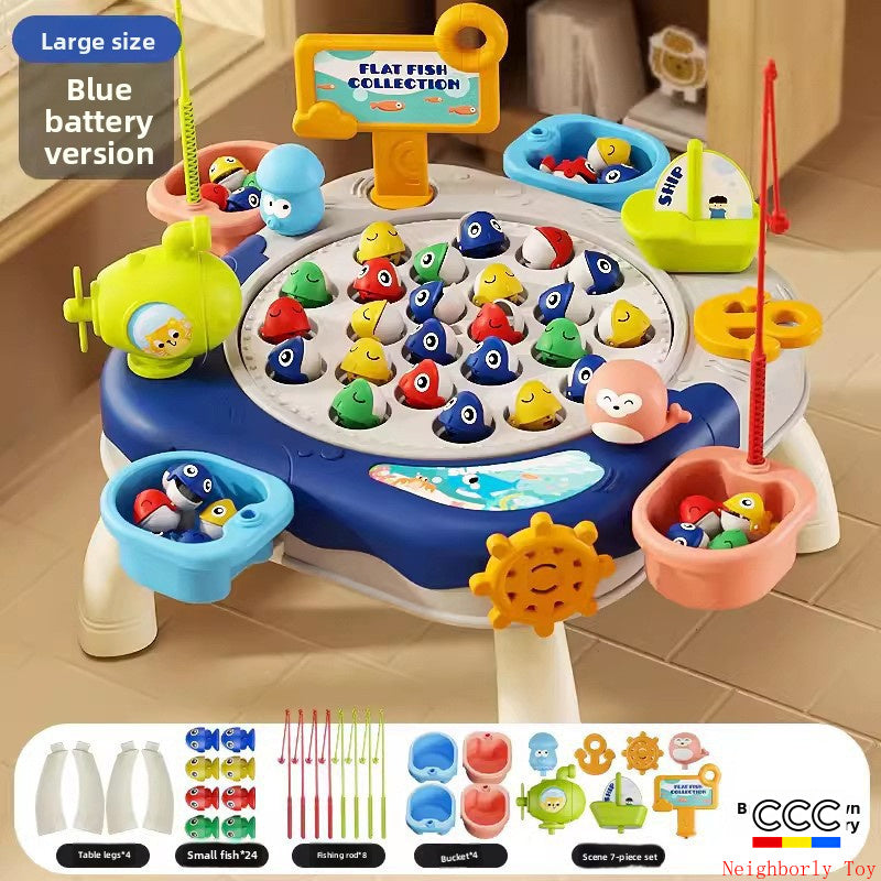 Children's Magnetic Fishing Toy Baby Early Education Educational Boys and Girls Electric Large Rotating Fishing Plate Parent-Child Interaction