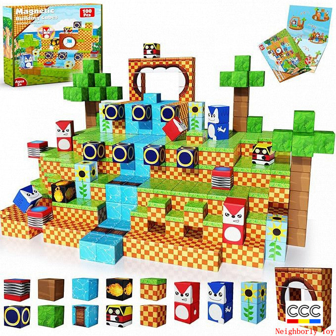 Cross-Border Amazon Hot Item Magnetic Building Magnetic Blocks Educational 3D Magnetic Pieces DIY Toys for Children