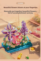 Cross-Border Building Blocks Eternal Flower Transparent Building Blocks Display Cover Home Decoration Desktop Trendy Assembly Toys Gift Wholesale