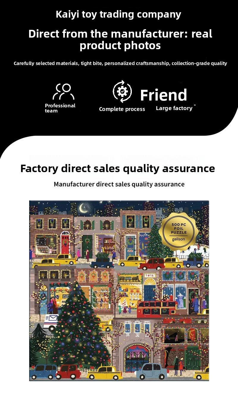 High Quality Galison Christmas Night 500 Piece Winter Lights Puzzle Adult Stress Relief Puzzle Christmas Gift