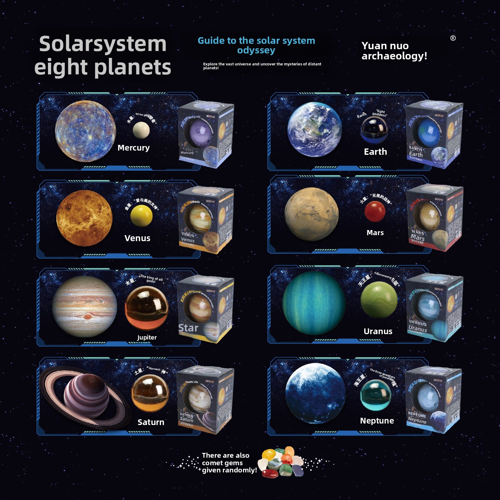 Eight Planets Solar System Dig Blind Box - Kids Earth Mars Exploration Gem Archaeological Toy