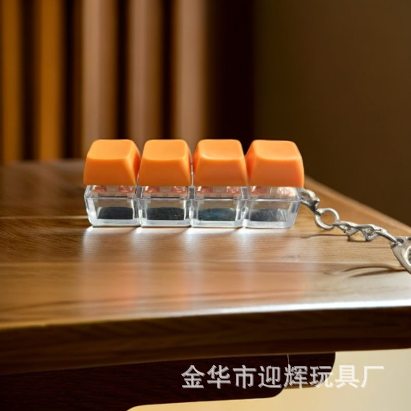 Stress Relief One-Line Four-Key Mechanical Keyboard Switch Tester Macaron Finger Squeeze Stress Relief Keychain