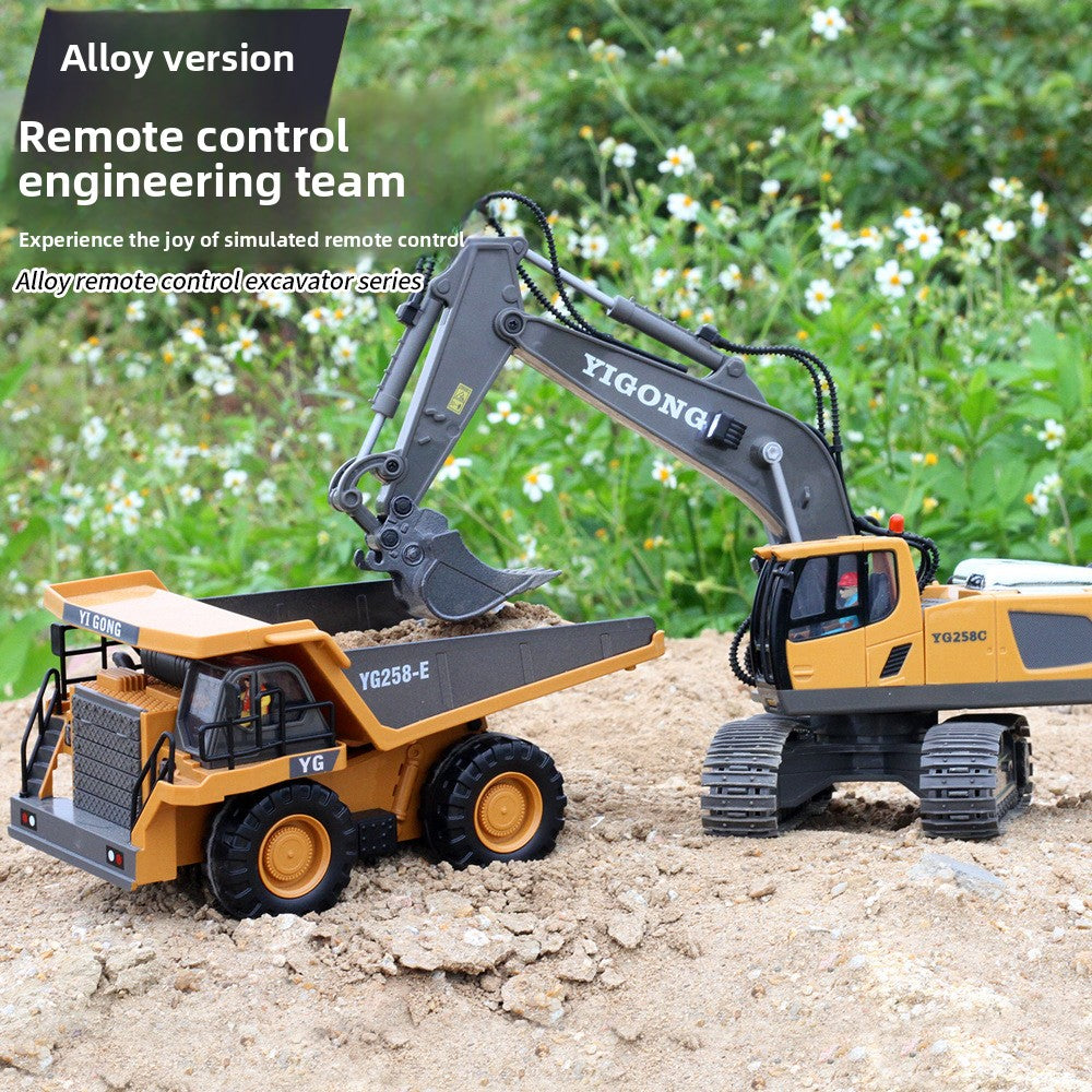 2.4G Alloy Remote Control Excavator Dump Truck Bulldozer Engineering Vehicle Toy Bilingual