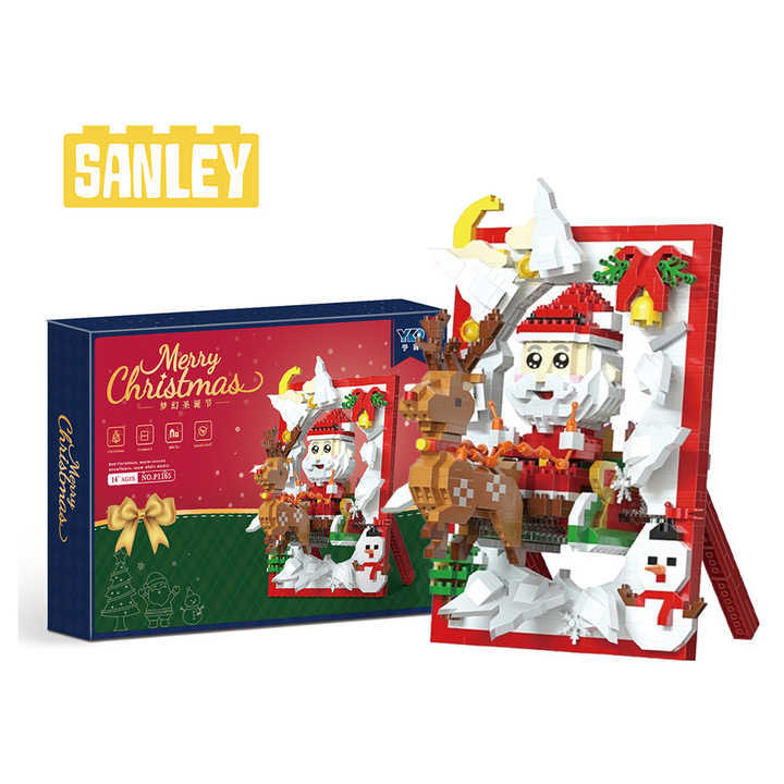 Creative Diy2025 Decorations Cross-Border Christmas Building Block Toys Children's Christmas Gifts 3D Santa Claus Photo Frame