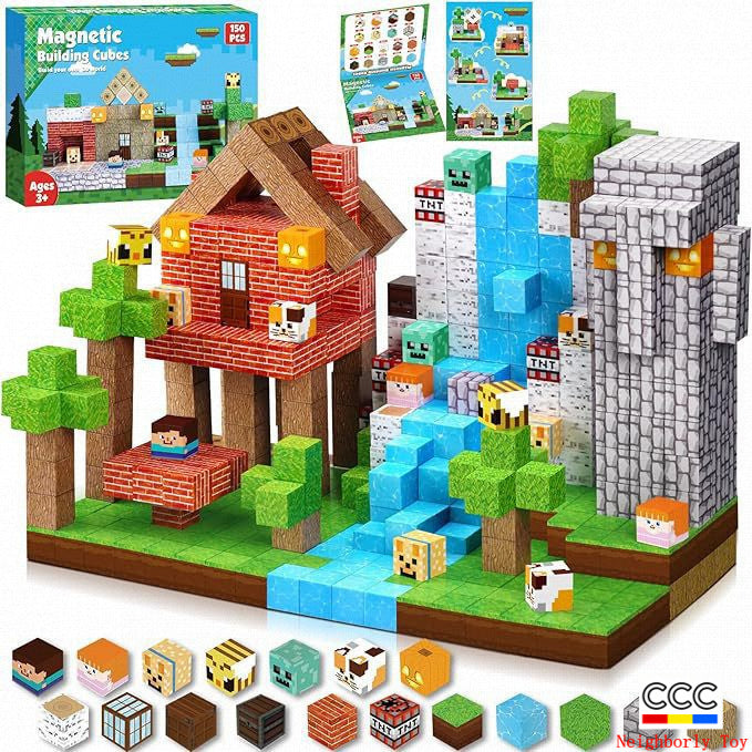 Cross-Border Amazon Hot Item Magnetic Building Magnetic Blocks Educational 3D Magnetic Pieces DIY Toys for Children