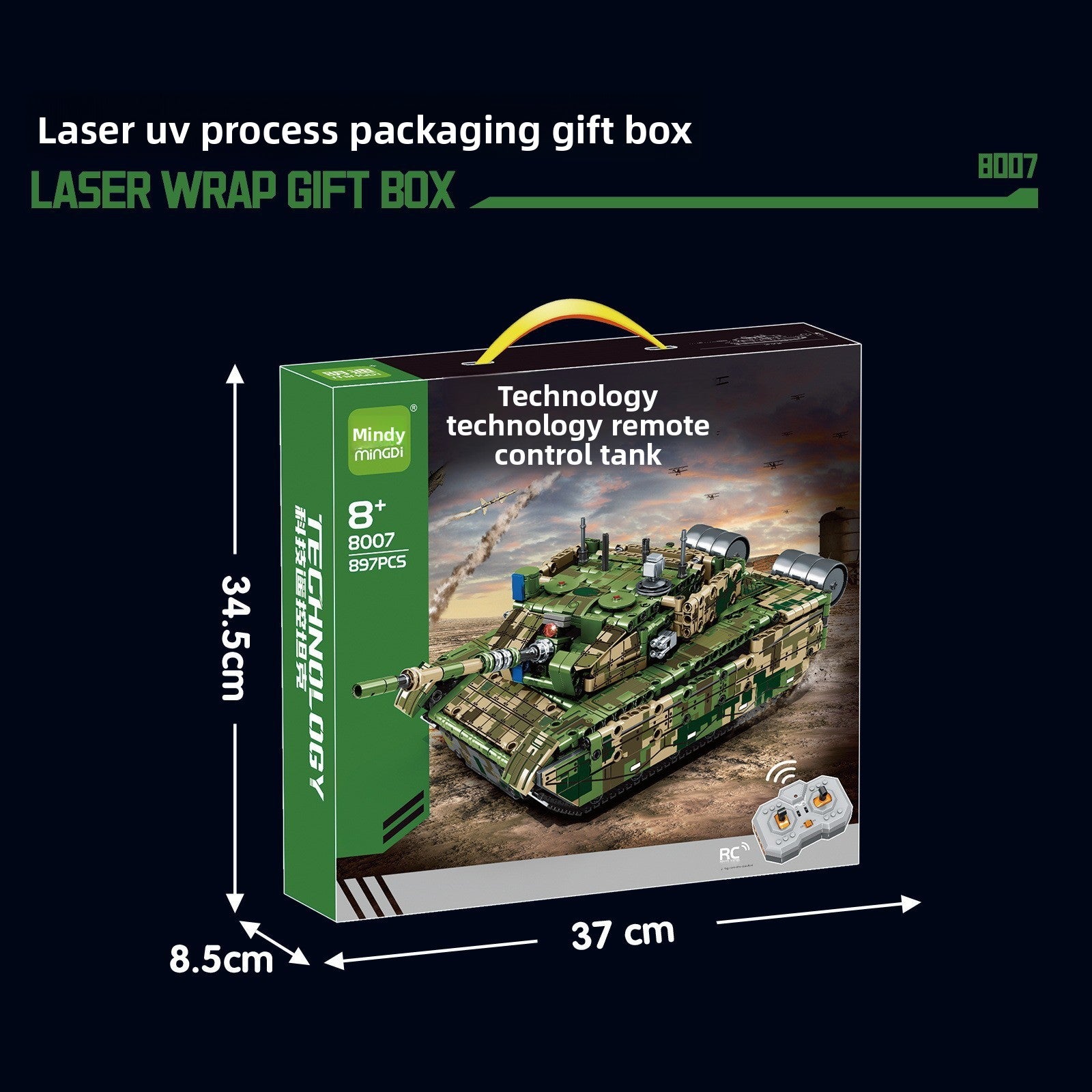 Mingdi 2.4G Remote Control Building Blocks 99A Tank Military Model Compatible with Lego Assembly Children's Toys Student Gift