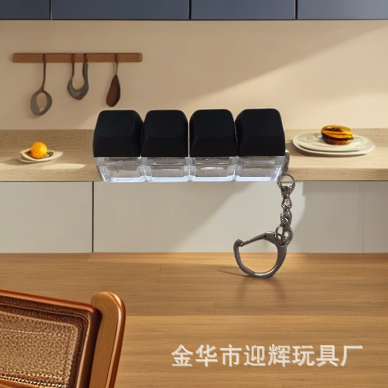 Stress Relief One-Line Four-Key Mechanical Keyboard Switch Tester Macaron Finger Squeeze Stress Relief Keychain