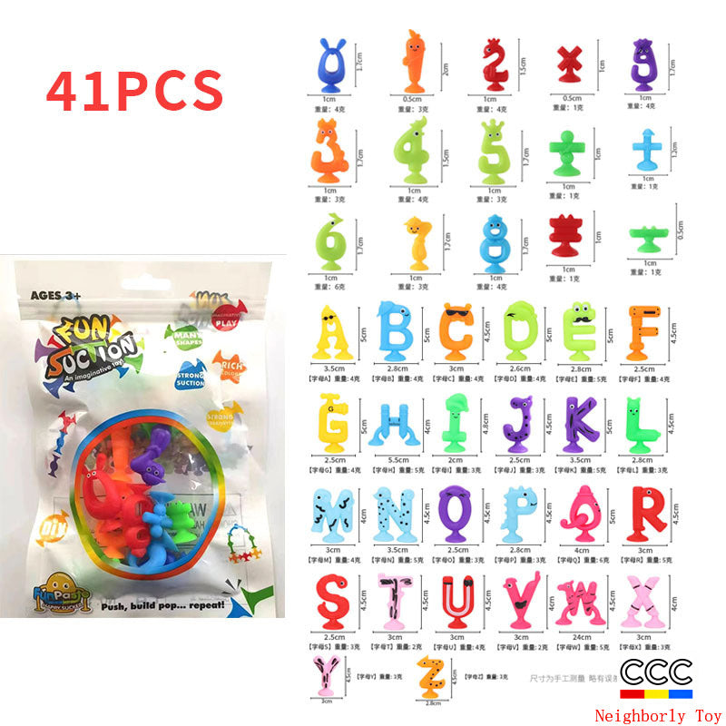 Cross-Border Hot Selling Luscious Suctions Sticky Music Children's Educational Sucker Soft Building Blocks Variety Assembling Science and Education Kindergarten Teaching Aids