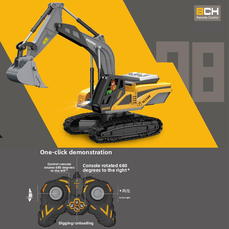 2.4G Alloy Remote Control Excavator Dump Truck Bulldozer Engineering Vehicle Toy Bilingual