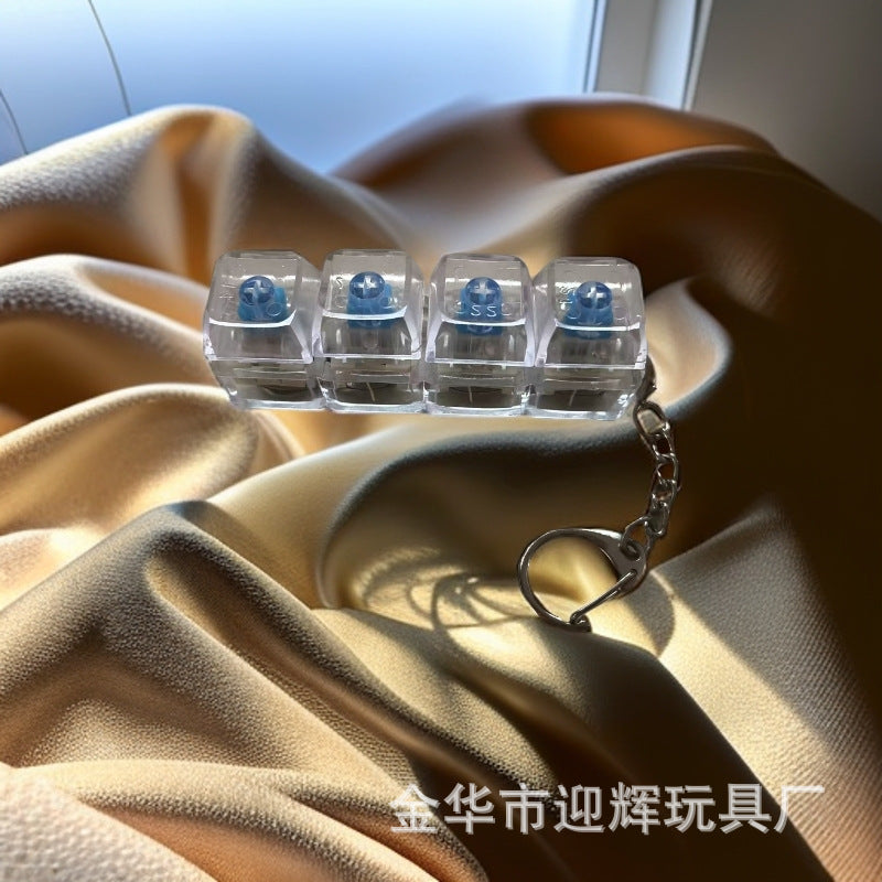 Stress Relief One-Line Four-Key Mechanical Keyboard Switch Tester Macaron Finger Squeeze Stress Relief Keychain