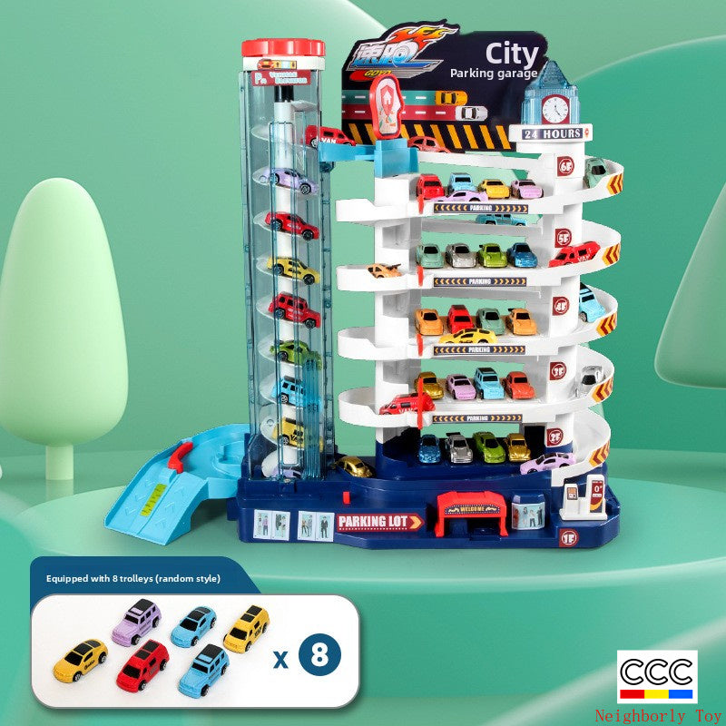 Children's Dinosaur Winding Road City Combination Track Car Adventure Parking Building Educational Toy for Boys