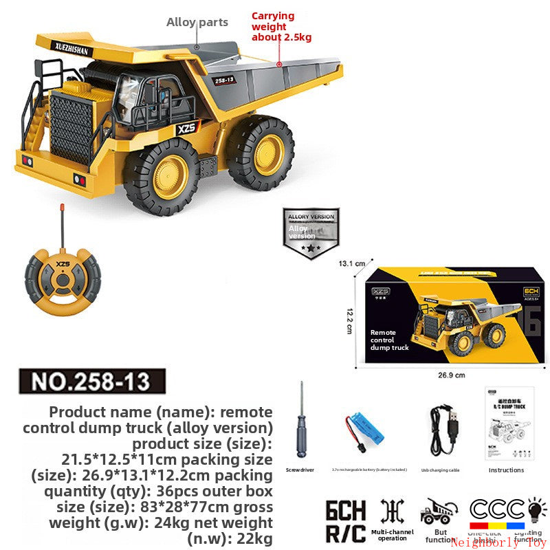 2.4G Alloy Remote Control Excavator Dump Truck Bulldozer Engineering Vehicle Toy Bilingual