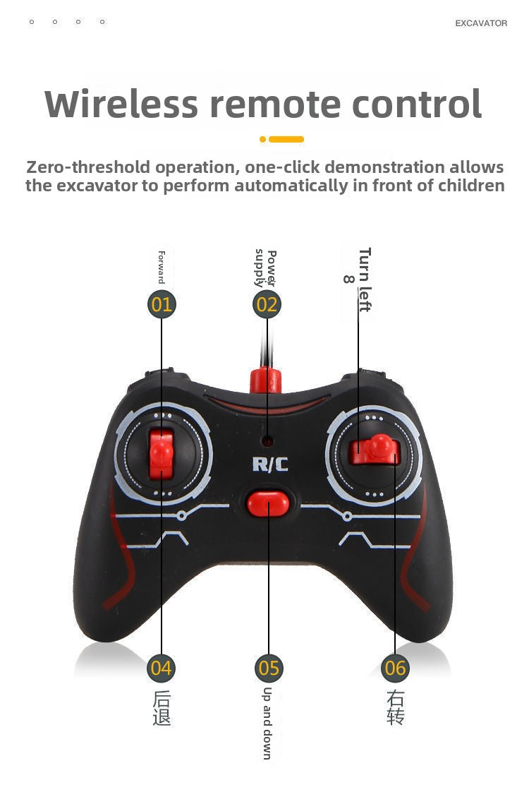 2.4G Alloy Remote Control Excavator Dump Truck Bulldozer Engineering Vehicle Toy Bilingual