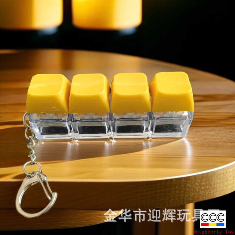 Stress Relief One-Line Four-Key Mechanical Keyboard Switch Tester Macaron Finger Squeeze Stress Relief Keychain