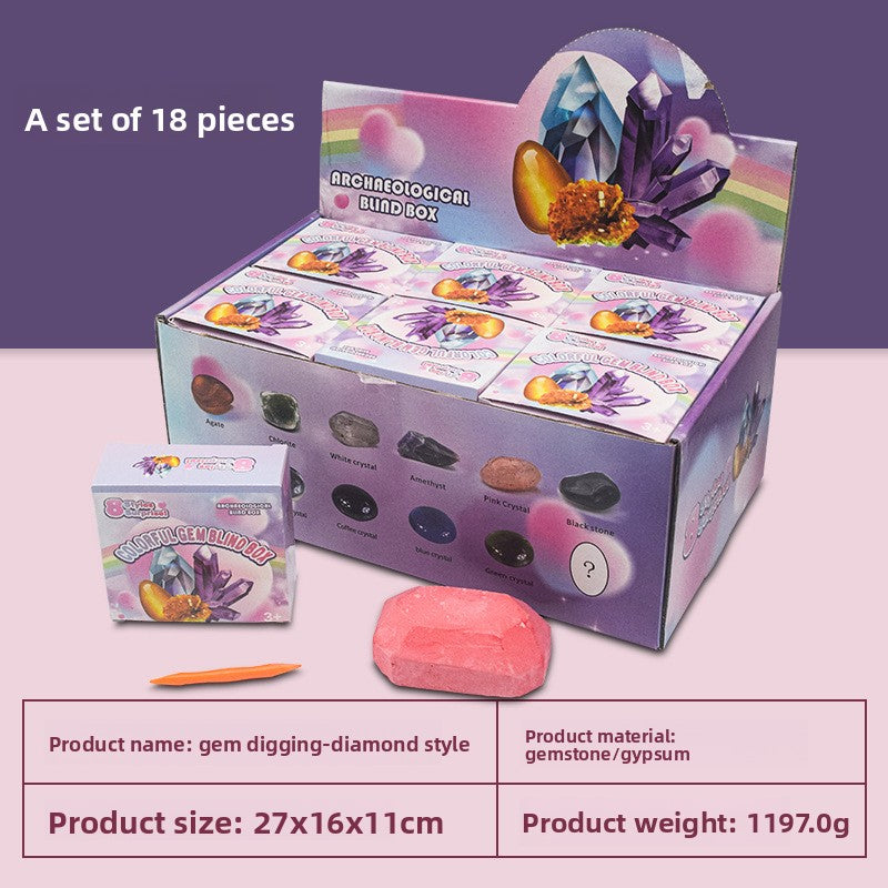 New Mermaid Tail Archaeological Dig Blind Box - Kids DIY Mini Colorful Dinosaur Gem Treasure Hunt Toy