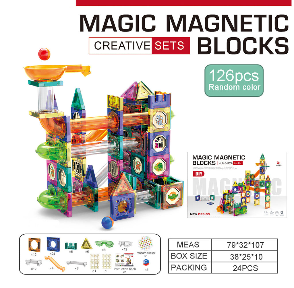 Slide Track Ball Magnetic Tiles Building Blocks Cross-Border Amazon Intelligence Assembly Boys' Toy Gift