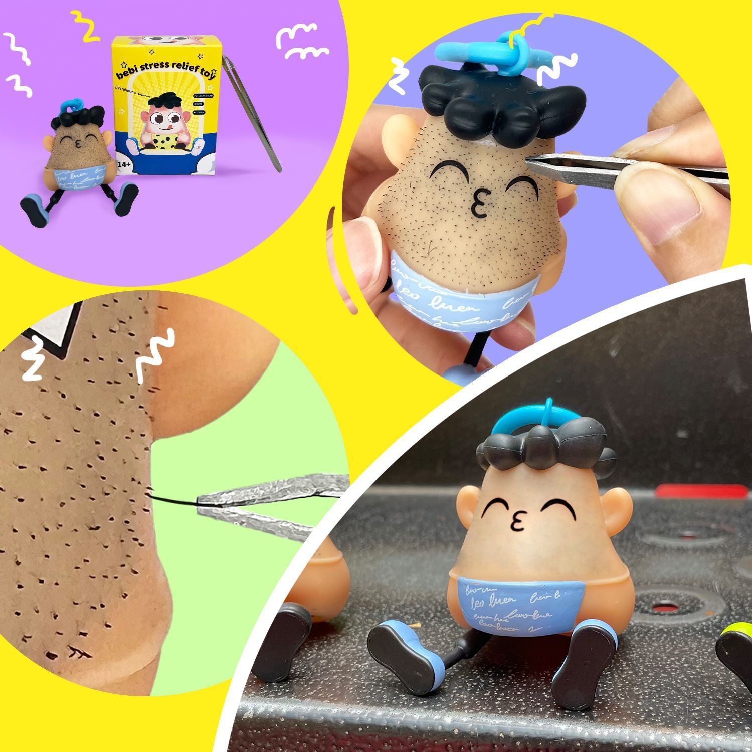 New Style Blackhead Pulling Stress Relief Pressure Reduction Toy Blackhead Pulling Beard Funny Key Chain Pendant Artifact