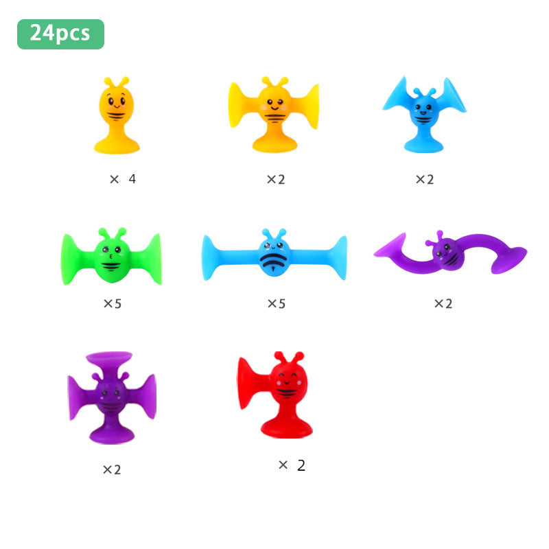 Cross-Border Hot Selling Luscious Suctions Sticky Music Children's Educational Sucker Soft Building Blocks Variety Assembling Science and Education Kindergarten Teaching Aids