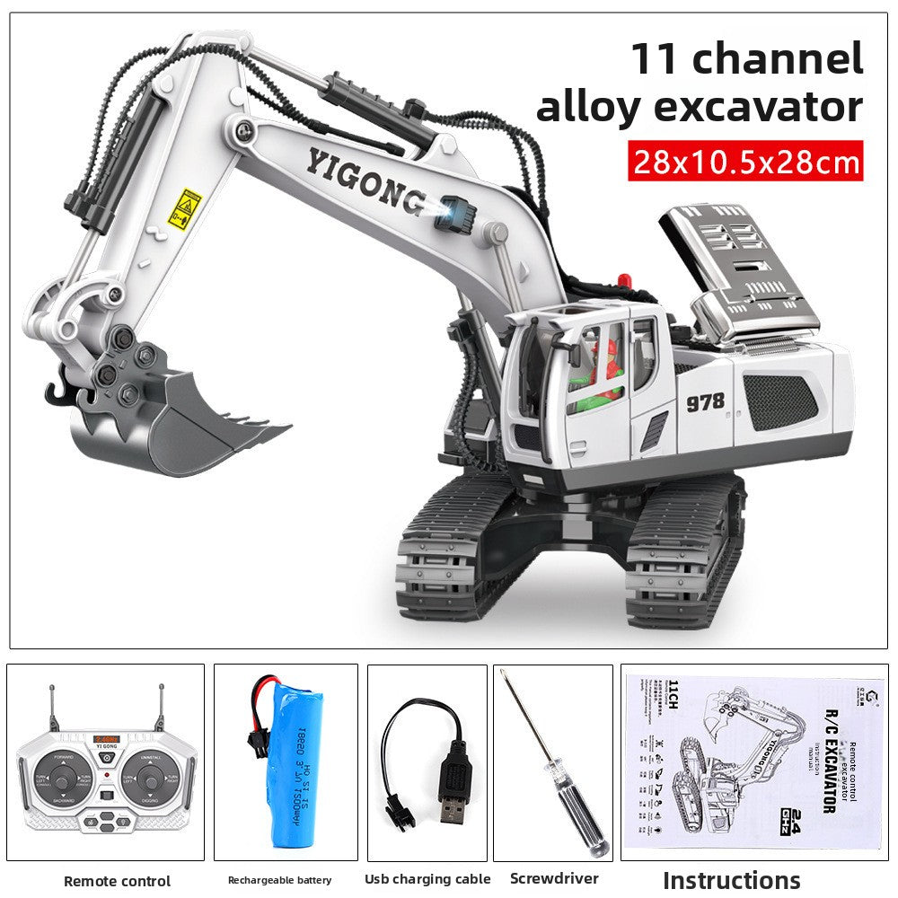 2.4G Alloy Remote Control Excavator Dump Truck Bulldozer Engineering Vehicle Toy Bilingual