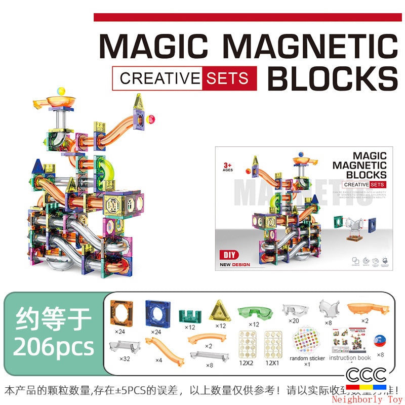 Slide Track Ball Magnetic Tiles Building Blocks Cross-Border Amazon Intelligence Assembly Boys' Toy Gift