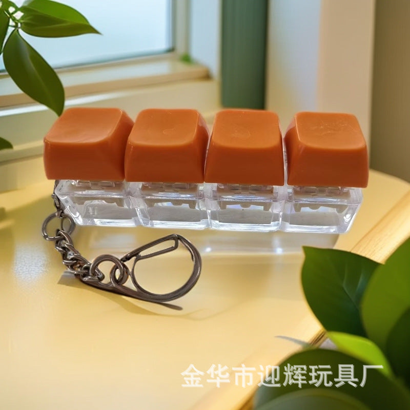 Stress Relief One-Line Four-Key Mechanical Keyboard Switch Tester Macaron Finger Squeeze Stress Relief Keychain
