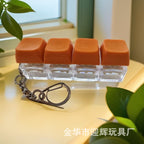 Stress Relief One-Line Four-Key Mechanical Keyboard Switch Tester Macaron Finger Squeeze Stress Relief Keychain
