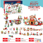 Building Blocks Christmas Calendar Blind Box Countdown 24 Grids Children's DIY Car Dinosaur Building Blocks Tear-off Blind Box
