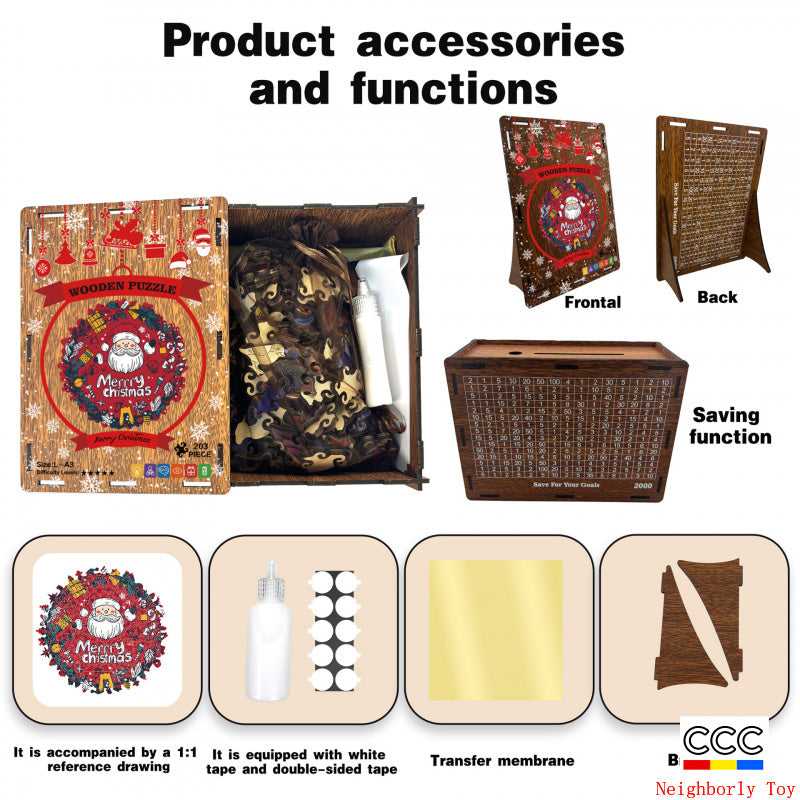 Cross-Border Wooden Santa Claus Puzzle Toy Irregular Shaped Puzzle Game Money Box Gift Stress Relief Game