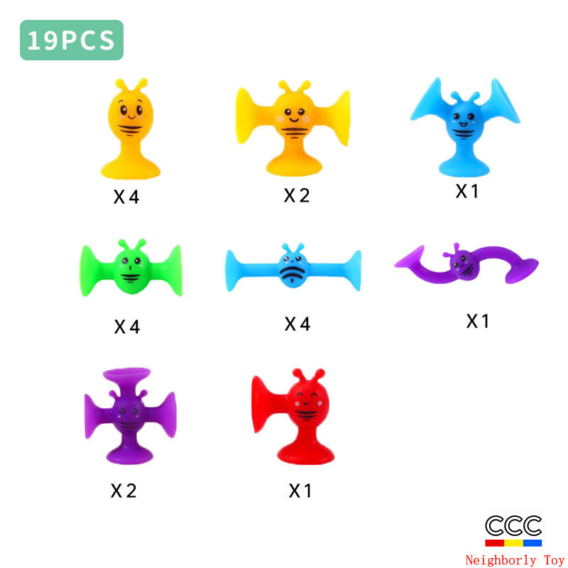 Cross-Border Hot Selling Luscious Suctions Sticky Music Children's Educational Sucker Soft Building Blocks Variety Assembling Science and Education Kindergarten Teaching Aids