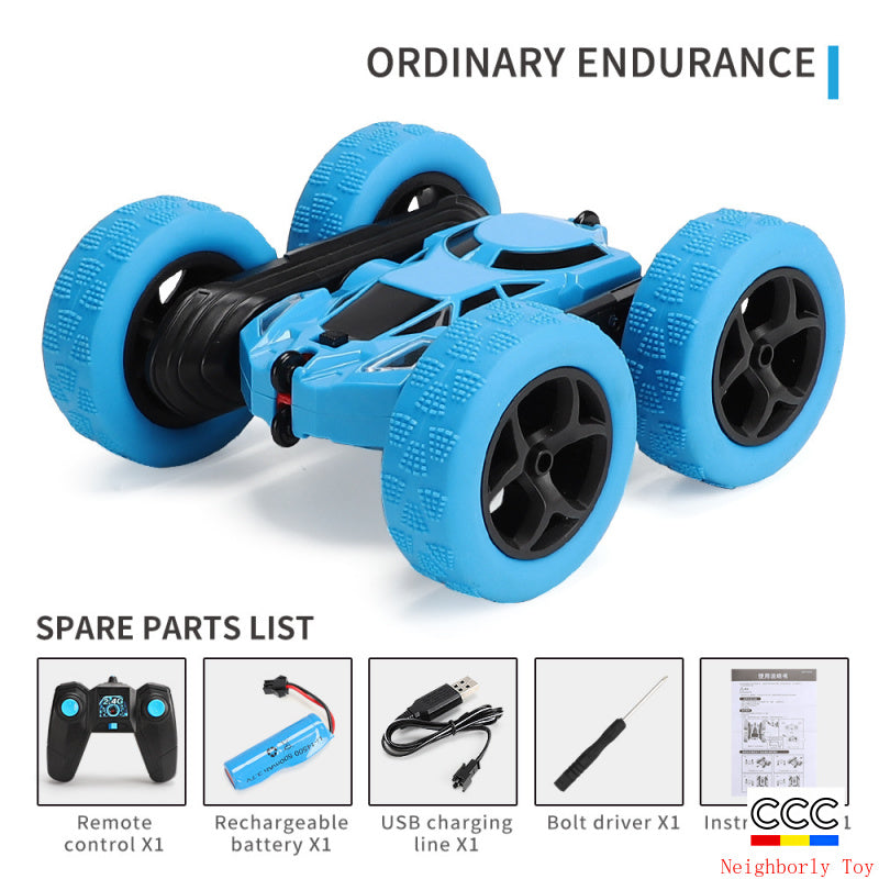 Cross-Border Double-Sided Stunt Car High-Speed 360-Degree Rotating Tumbling Car with Lights Children's Remote Control Car Toy Manufacturer