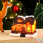 Cross-Border New Christmas Decorations Resin Christmas Small House Micro Landscape Luminous Snow House Ornaments Christmas Gifts