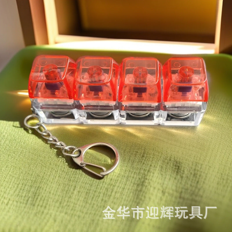 Stress Relief One-Line Four-Key Mechanical Keyboard Switch Tester Macaron Finger Squeeze Stress Relief Keychain