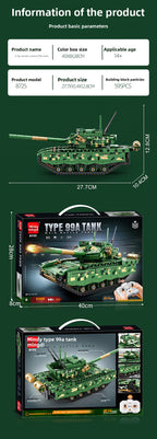Mingdi 2.4G Remote Control Building Blocks 99A Tank Military Model Compatible with Lego Assembly Children's Toys Student Gift