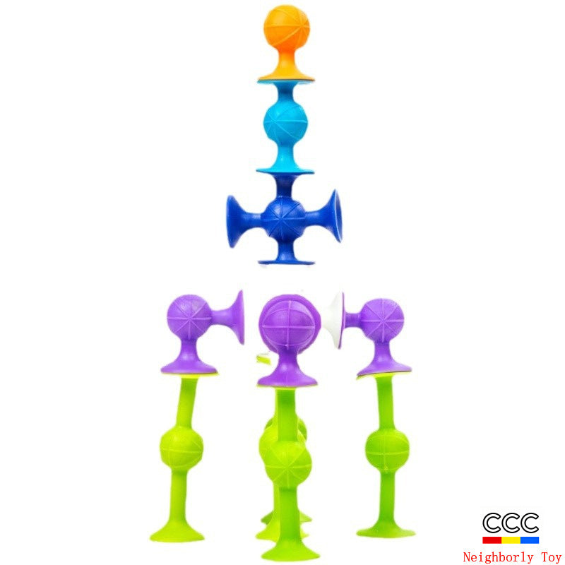 Cross-Border Hot Selling Luscious Suctions Sticky Music Children's Educational Sucker Soft Building Blocks Variety Assembling Science and Education Kindergarten Teaching Aids