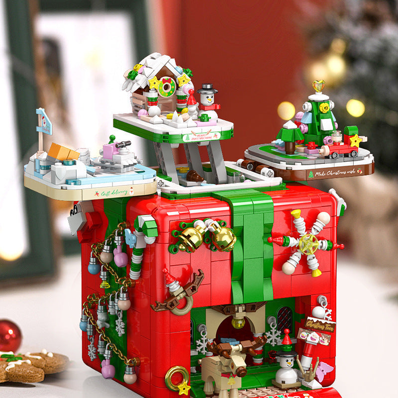 Compatible with LEGO Christmas Mechanism Box Santa Claus Building Blocks Toy Educational Assembly Gift for Men and Women Wholesale Dropshipping