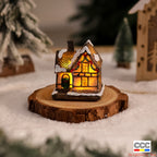 Cross-Border New Christmas Decorations Resin Christmas Small House Micro Landscape Luminous Snow House Ornaments Christmas Gifts