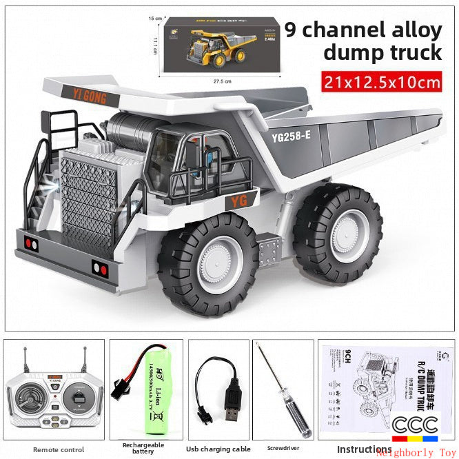 2.4G Alloy Remote Control Excavator Dump Truck Bulldozer Engineering Vehicle Toy Bilingual