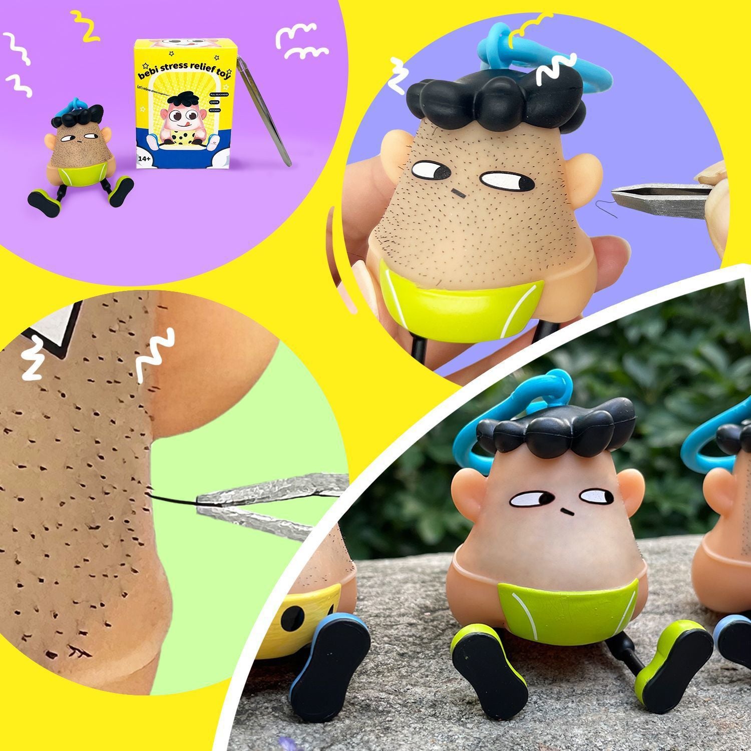 New Style Blackhead Pulling Stress Relief Pressure Reduction Toy Blackhead Pulling Beard Funny Key Chain Pendant Artifact