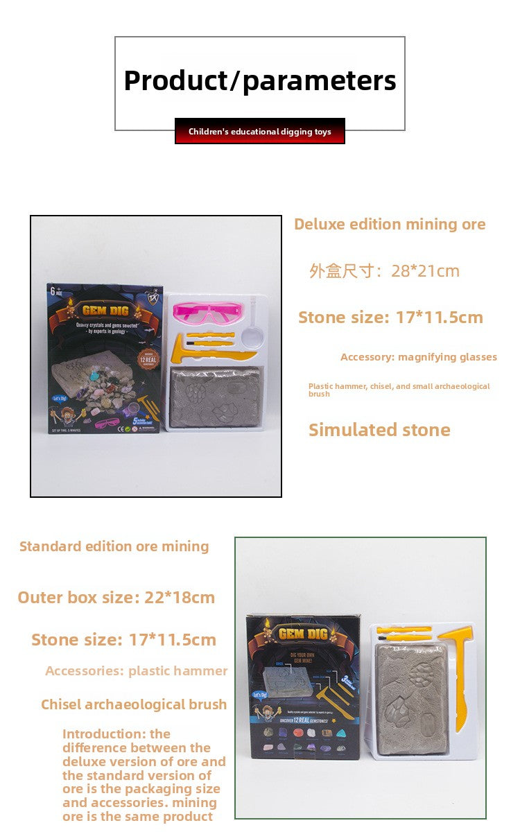 Colorful Gem & Dinosaur Fossil Archaeological Dig Blind Box - Kids DIY Educational Toy