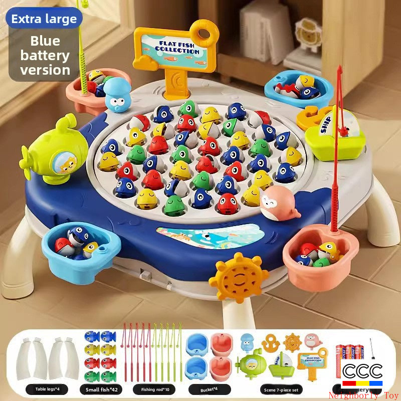 Children's Magnetic Fishing Toy Baby Early Education Educational Boys and Girls Electric Large Rotating Fishing Plate Parent-Child Interaction