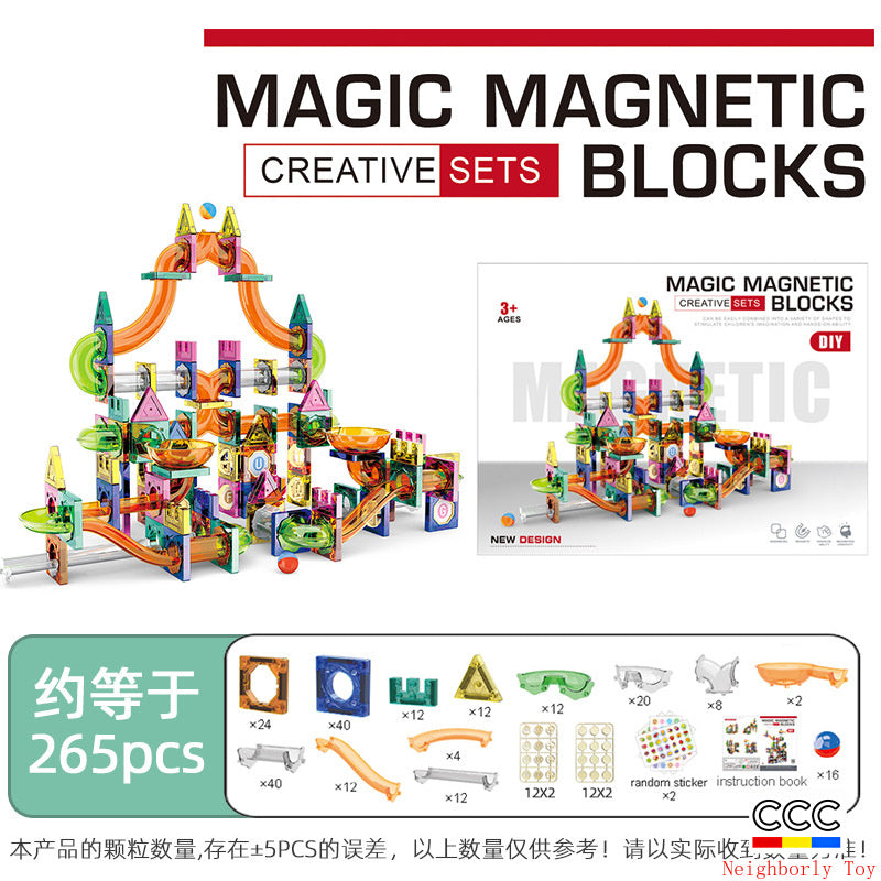 Slide Track Ball Magnetic Tiles Building Blocks Cross-Border Amazon Intelligence Assembly Boys' Toy Gift