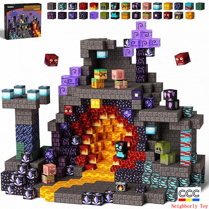 Cross-Border Amazon Hot Item Magnetic Building Magnetic Blocks Educational 3D Magnetic Pieces DIY Toys for Children