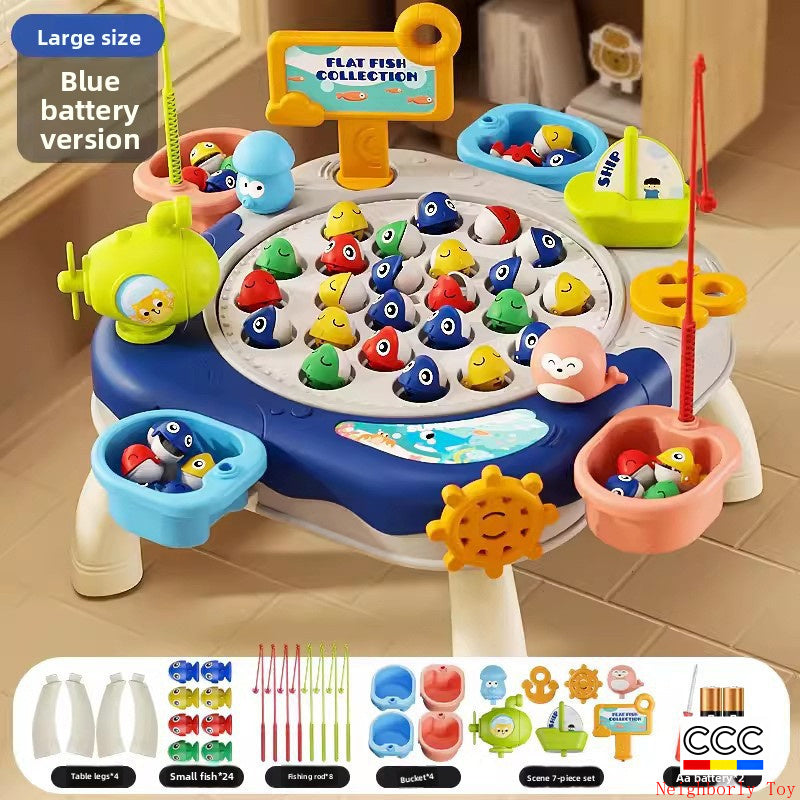 Children's Magnetic Fishing Toy Baby Early Education Educational Boys and Girls Electric Large Rotating Fishing Plate Parent-Child Interaction