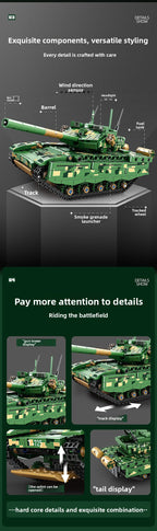 Mingdi 2.4G Remote Control Building Blocks 99A Tank Military Model Compatible with Lego Assembly Children's Toys Student Gift