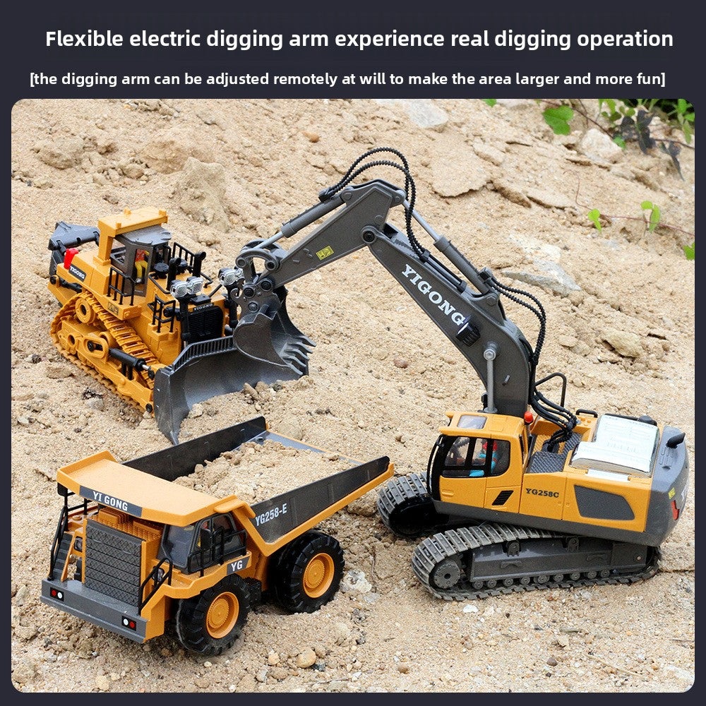 2.4G Alloy Remote Control Excavator Dump Truck Bulldozer Engineering Vehicle Toy Bilingual
