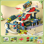 Children's Dinosaur Winding Road City Combination Track Car Adventure Parking Building Educational Toy for Boys
