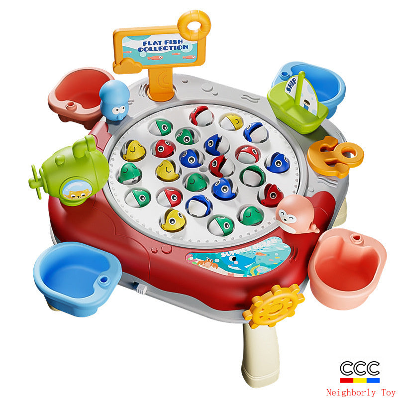 Children's Magnetic Fishing Toy Baby Early Education Educational Boys and Girls Electric Large Rotating Fishing Plate Parent-Child Interaction