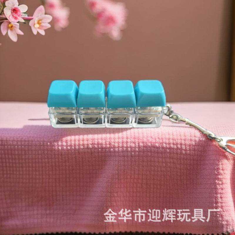 Stress Relief One-Line Four-Key Mechanical Keyboard Switch Tester Macaron Finger Squeeze Stress Relief Keychain