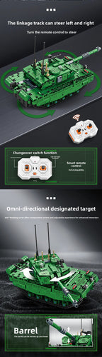 Mingdi 2.4G Remote Control Building Blocks 99A Tank Military Model Compatible with Lego Assembly Children's Toys Student Gift