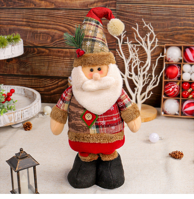 Jingchen Cross-Border Christmas Retractable Doll Window Display Santa Claus Snowman Standing Doll Holiday Decoration